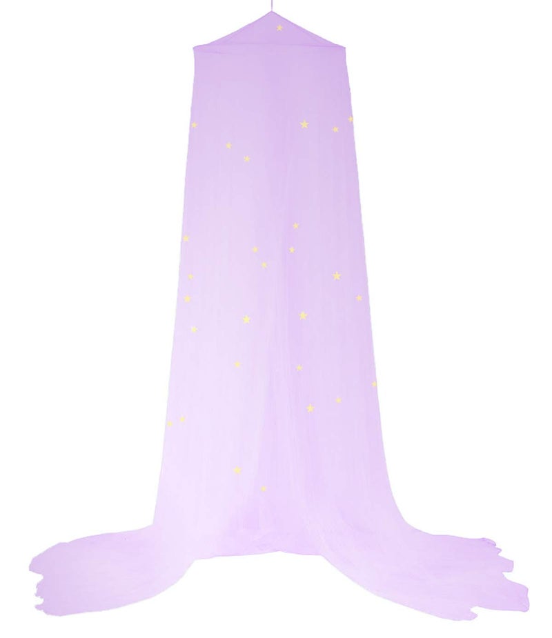 BCBYou Mosquito Net with Fluorescent Stars Glow in Dark for Baby, Kids, and Adults, for Covering Crib, Kid, Girls or Full Size Bed (Purple) - Image 2
